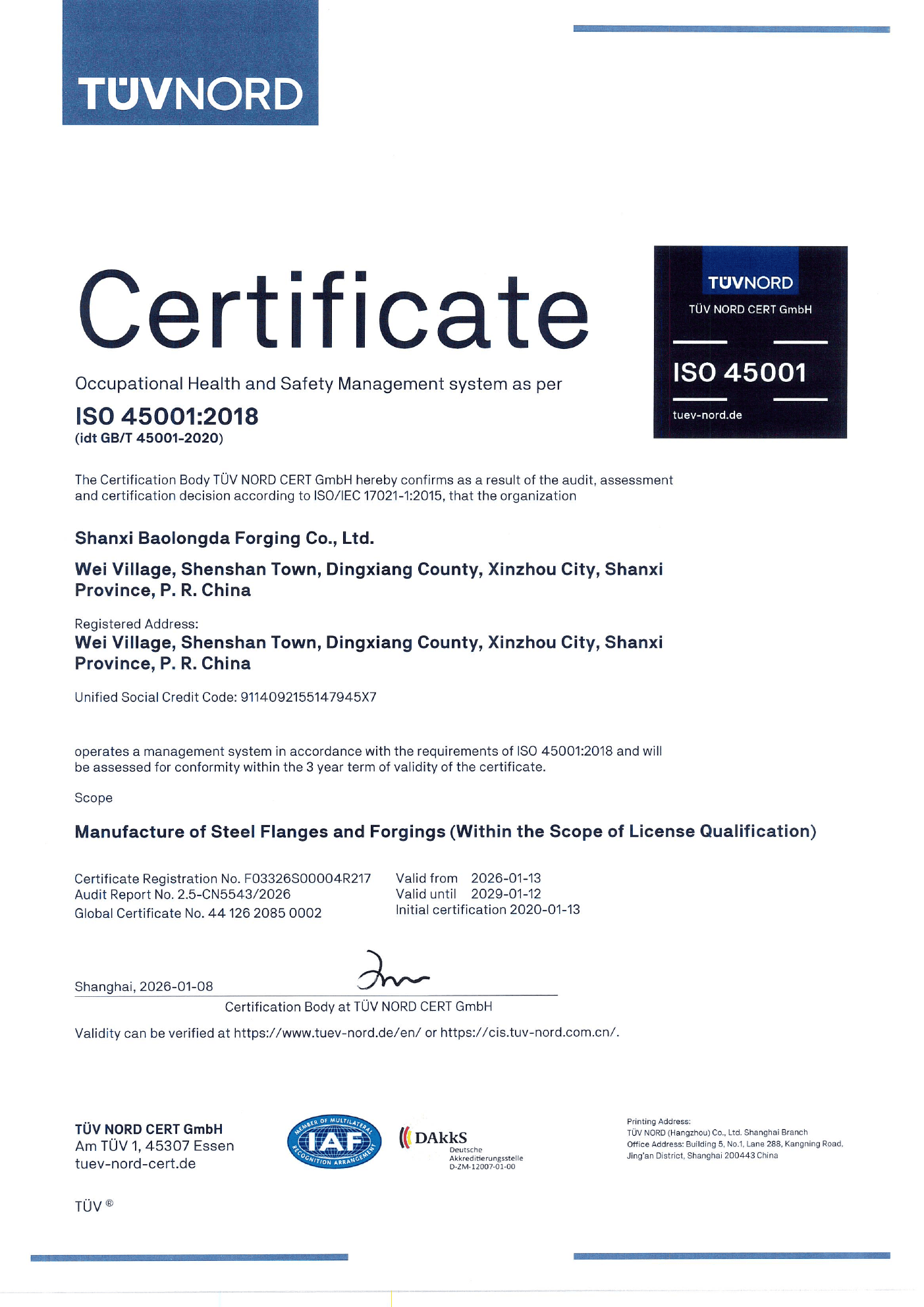 BLD ISO 14001 and ISO 45001 certificate preview